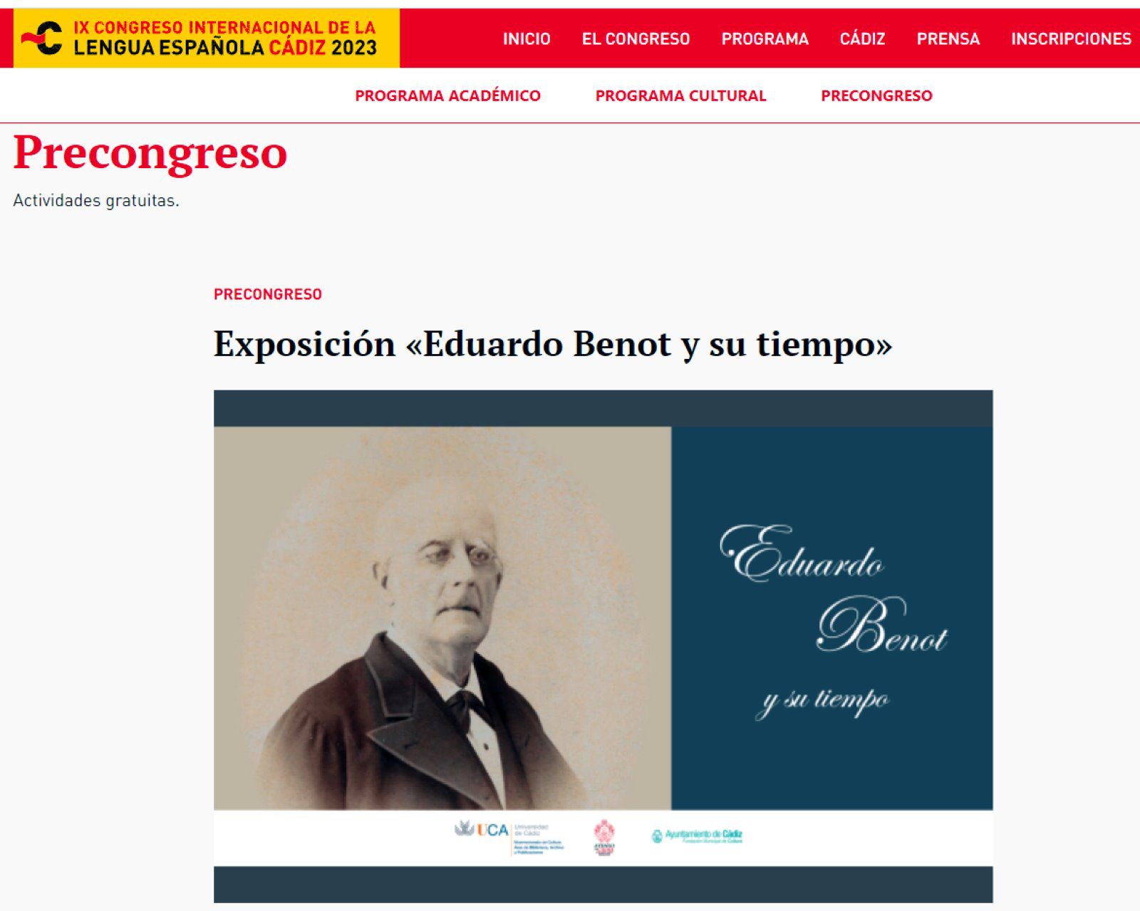 Exposición «Eduardo Benot y su tiempo» en la web del IX CILE Cádiz 2023